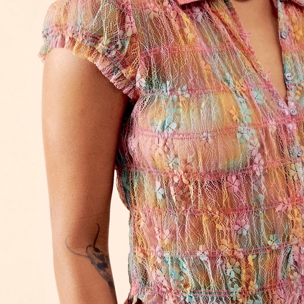 Free people Julie Printed Lace Top